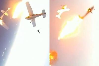 Video Menegangkan Penerjun Payung Melompat Setelah Dua Pesawat Bertabrakan di Udara