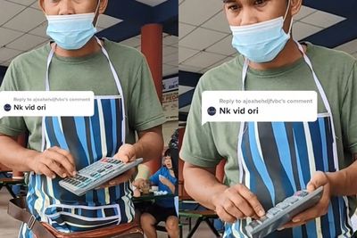 Pelayan Ini Hitung Cepat di Kalkulator Tanpa Lihat Angka, Ketikannya Bikin Mata Gak Kedip