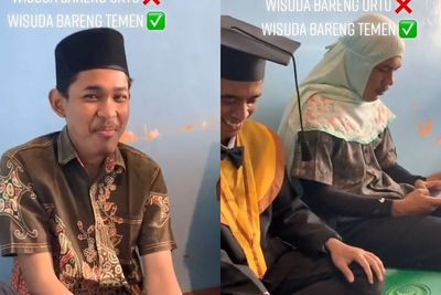 Wisuda Online Sendiri, Teman Pria Ini Cosplay Menjadi Orang Tuanya