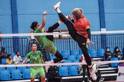 FOTO: Tim Takraw Putri Jatim Menang