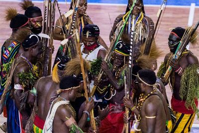 FOTO: Tarian Suku Kamoro Mimika di PON XX Papua
