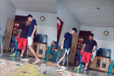 Viral, Video Pemuda Belajar Jalan Pakai Kaki Palsu, Netizen Ramai Beri Semangat