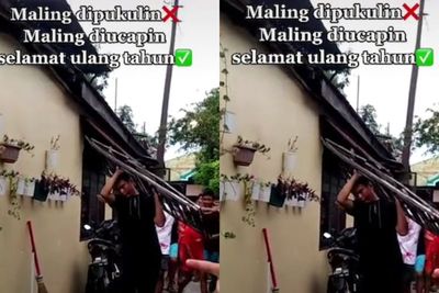 Apes! Kepergok Warga, Maling Besi Ini Diarak Sambil Dinyanyikan Lagu Selamat Ulang Tahun
