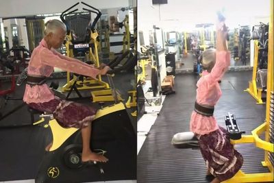 Viral Video Nenek-Nenek Pakai Kebaya dan Tanpa Alas Kaki Lagi Nge-Gym, Netizen Salut