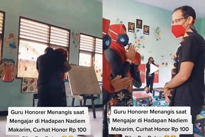 Guru Honorer Nangis Terisak di Hadapan Nadiem Makarim, Ngadu Digaji Rp100 Ribu Per Bulan