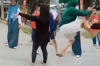 Viral, Dua Remaja Perempuan di Pinrang Adu Jotos di Jalanan, Berawal Saling Tatapan