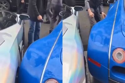 Bikin Ngilu, Bugatti Veyron Senggol Velg Lamborghini Aventador Saat Parkir!