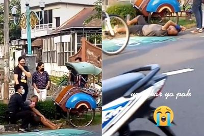 Pilu Tukang Becak Menangis Sampai Guling-guling di Pinggir Jalan, Ternyata Ini Penyebabnya
