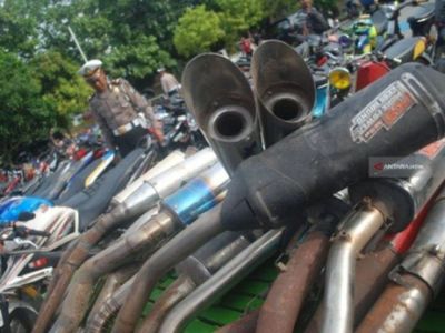 Polres Madiun Amankan Puluhan Motor Berknalpot Tak Standar