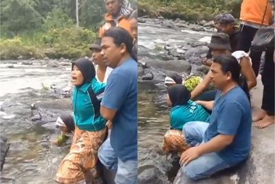 Seorang Ibu Menangis Panggil Anaknya yang Hilang di Air Terjun Lae Une Pakpak Bharat