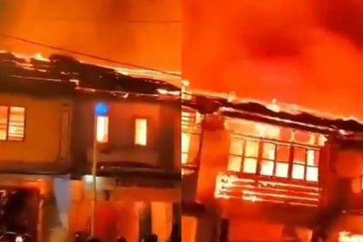 Kebakaran Hebat di Lubukpakam Terekam Kamera Warga, 7 Ruko Ludes Dilalap Api