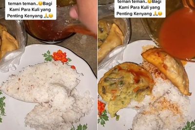Viral Video Kuli Perlihatkan Menu Makan saat Kerja Pakai Gorengan: Yang Penting Kenyang