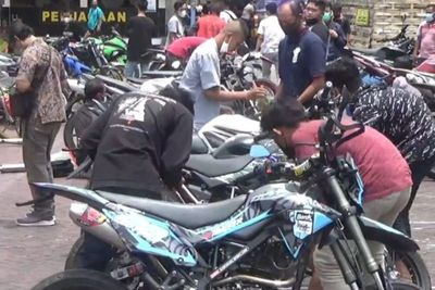 61 Motor Berknalpot Bising Disita Polres Trenggalek