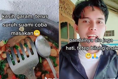 Aksi Pria Puji Istri Padahal Lagi Diisengin Cicipi Makanan Asin: Istriku Masak Enak