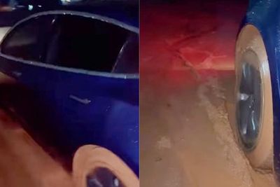 Tesla Indra Kenz Terjebak di Lumpur, Amankah Mobil Listrik Melaju di Jalanan Banjir?