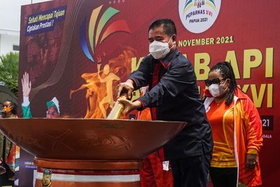 Api Peparnas XVI Tiba di Gedung Negara Papua, Ini Foto-fotonya