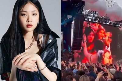 Tampil di Konser HITC, Aksi Rapper Korea Bibi Turun Panggung Cium Fans Bikin Heboh
