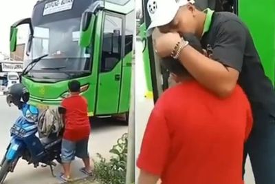 Viral Video Bocah Lari Kegirangan Ketemu Ayahnya yang Sopir Bus, Netizen Terharu