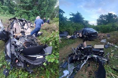 Tesla Model S Ringsek Usai Jatuh dari Tebing, Tapi Pengemudinya Cuma Alami Luka Gores!