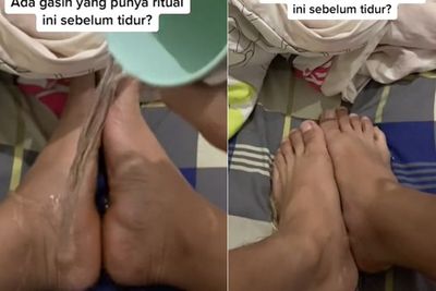 Cowok Ini Punya Ritual Aneh Sebelum Tidur: Kakinya Disiram Air Pas di Atas Kasur