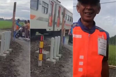 Aksi Heroik Pak Yit Selamatkan Nyawa Dua Wanita yang Nyaris Ditabrak Kereta Api
