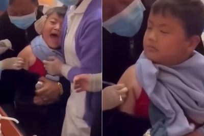 Ekspresi Lucu Bocah Sebelum dan Sesudah Disuntik Vaksin