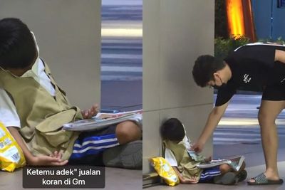 Anak Ini Tertidur di Pelataran Mall, Pangku Koran yang Dijual Sampai Kepalanya Miring