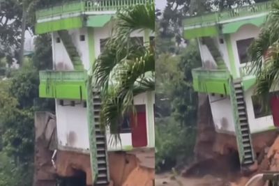 Viral, Detik-detik Banjir Robohkan Bangunan Bertingkat di Kota Padangsidempuan