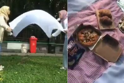 Asyik Piknik di Taman, 2 Cewek Ini Auto Kabur saat Kedatangan Tamu Istimewa
