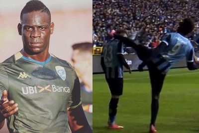 Selebrasi Absurd Mario Balotelli di Liga Turki, Tendang Kepala Rekan Setimnya