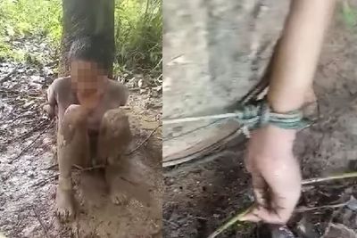 Memilukan, Diikat di Pohon Karet dan Penuh Lumpur, Bocah di Nias Utara Menangis Histeris