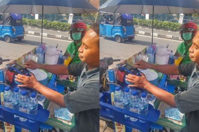 Layaknya di Kafe, Penjual Es Keliling Ini juga Layani Pembayaran via Debit