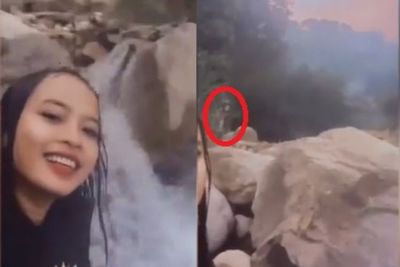 Lagi Mandi di Curug, Wanita Ini Tak Sengaja Rekam Penampakan, Benarkah Hantu Bungkuk?