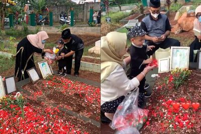 Bikin Nyesek, Momen Gala Sky Ziarah ke Makam Vanessa-Bibi: Mami, Papi, Gala Datang