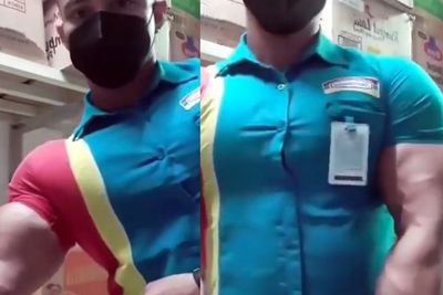 Viral Pegawai Minimarket Kekar Berotot sampai Bajunya Nyaris Tak Muat, Diduga Kuat Nge-gym