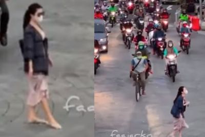 Wisatawan Wanita Foto di Tengah Jalan Demi Latar Tugu Jogja, Kabur Diklakson Puluhan Motor
