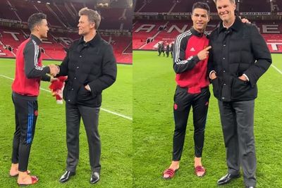 Momen Legenda NFL Tom Brady Bertemu Ronaldo usai Laga MU vs Tottenham