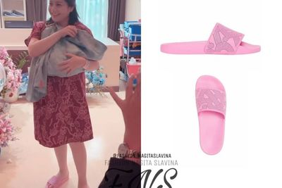 Gaya Simpel Nagita Slavina Pakai Sandal Pink, Harga Sepasang Hampir Rp10 Juta!