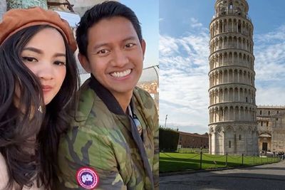 Menengok Belva dan Sabrina Bulan Madu Naik ke Puncak Menara Pisa: Miring dan Bikin Ngilu