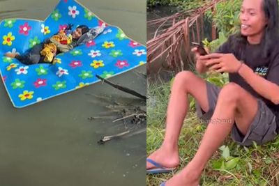Ikut Tren Mengapung di Kolam dengan Karpet, Maszeh Ini Terlalu Semangat, Jadinya Begini