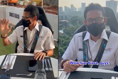 Kehebohan Sandiaga Uno saat Coba Makan di Atas Ketinggian: Wow, Amazing Guys!
