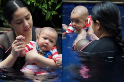 Belum Setahun, Nagita Slavina Ajarkan Rayyanza Berenang di Bulan Ramadhan: Anteng Banget