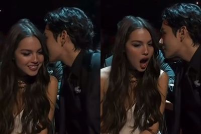 Potret Sandiwara V BTS dengan Olivia Rodrigo di Grammy Viral, Dibikin Meme oleh Netizen