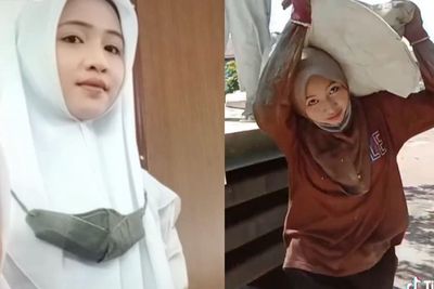 Potret Cantik Nur Halisa, Gadis SMA Hijaber yang Jadi Kuli Angkut Semen saat di Sekolah