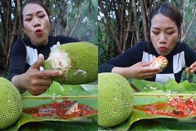 Viral Wanita Makan Nangka Muda Langsung Dicocol Sambal, Mulutnya Sampai Bergetah-getah