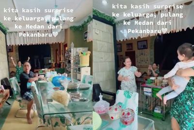 Mudik Tak Bilang-Bilang, Wanita Ini Bikin Orang Tuanya Berlari Kegirangan Sambut Cucu