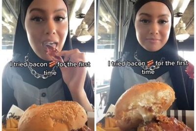 Viral! Asyik Cicipi Daging Babi, Muslimah Ini Masih Sempat Mikirin Dosa
