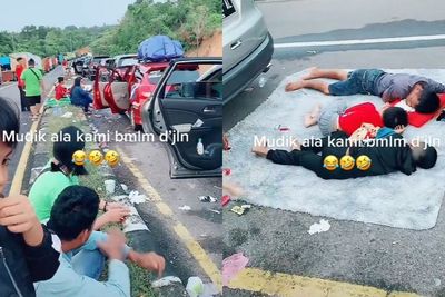 Video Pemudik Tidur di Aspal Beralaskan Karpet saat Macet, Sampah Berserakan di Jalanan