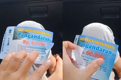 Viral Biaya Masuk Pantai Pangandaran Diduga Sengaja Dinaikkan, Tiketnya Ditempel Stiker
