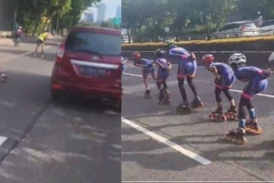 Viral Rombongan Pesepatu Roda Unjuk Gigi di Tengah Jalan Raya DKI, Tak Terima Diklaksoni